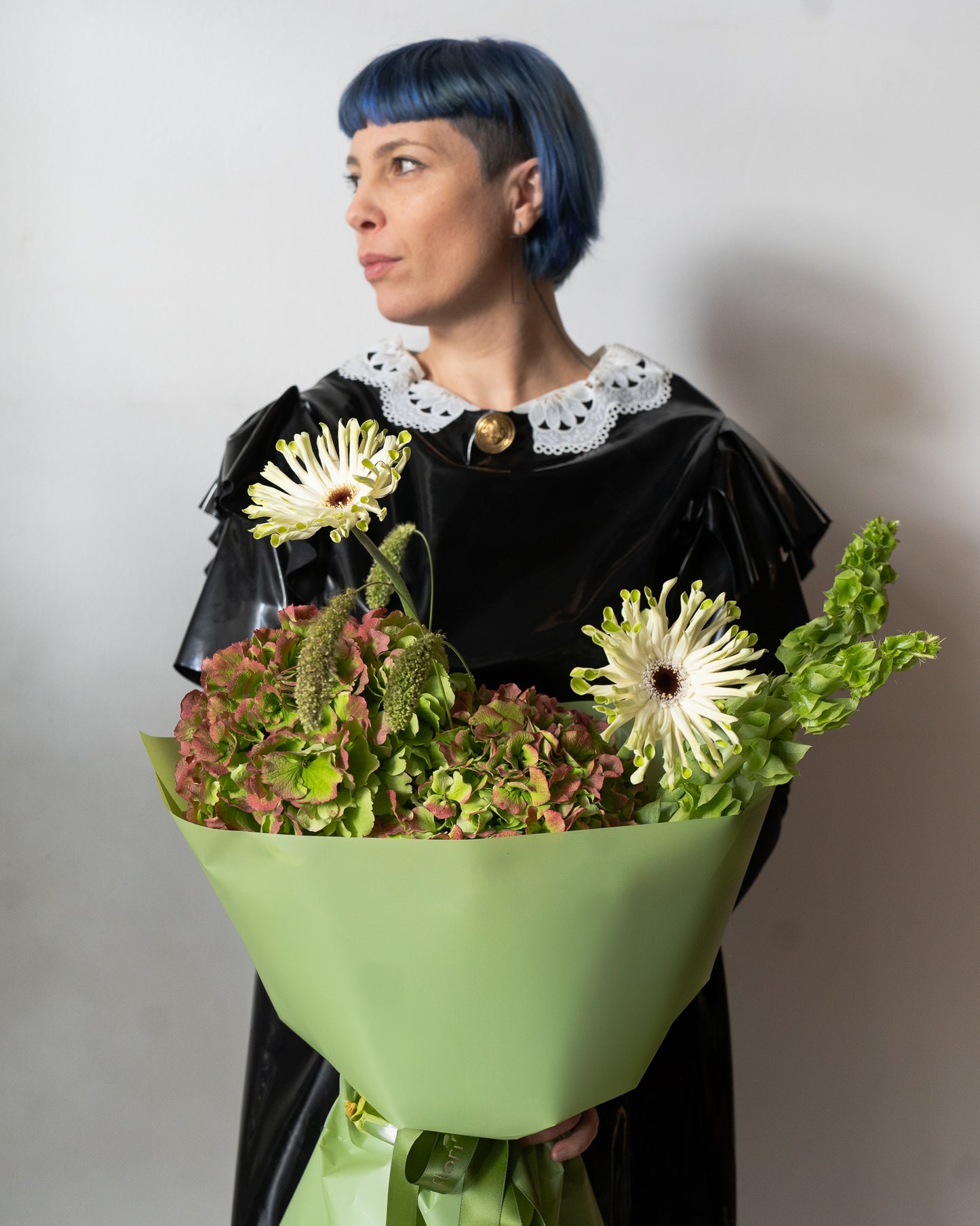 Buchet verde cu Hortensii și Germini