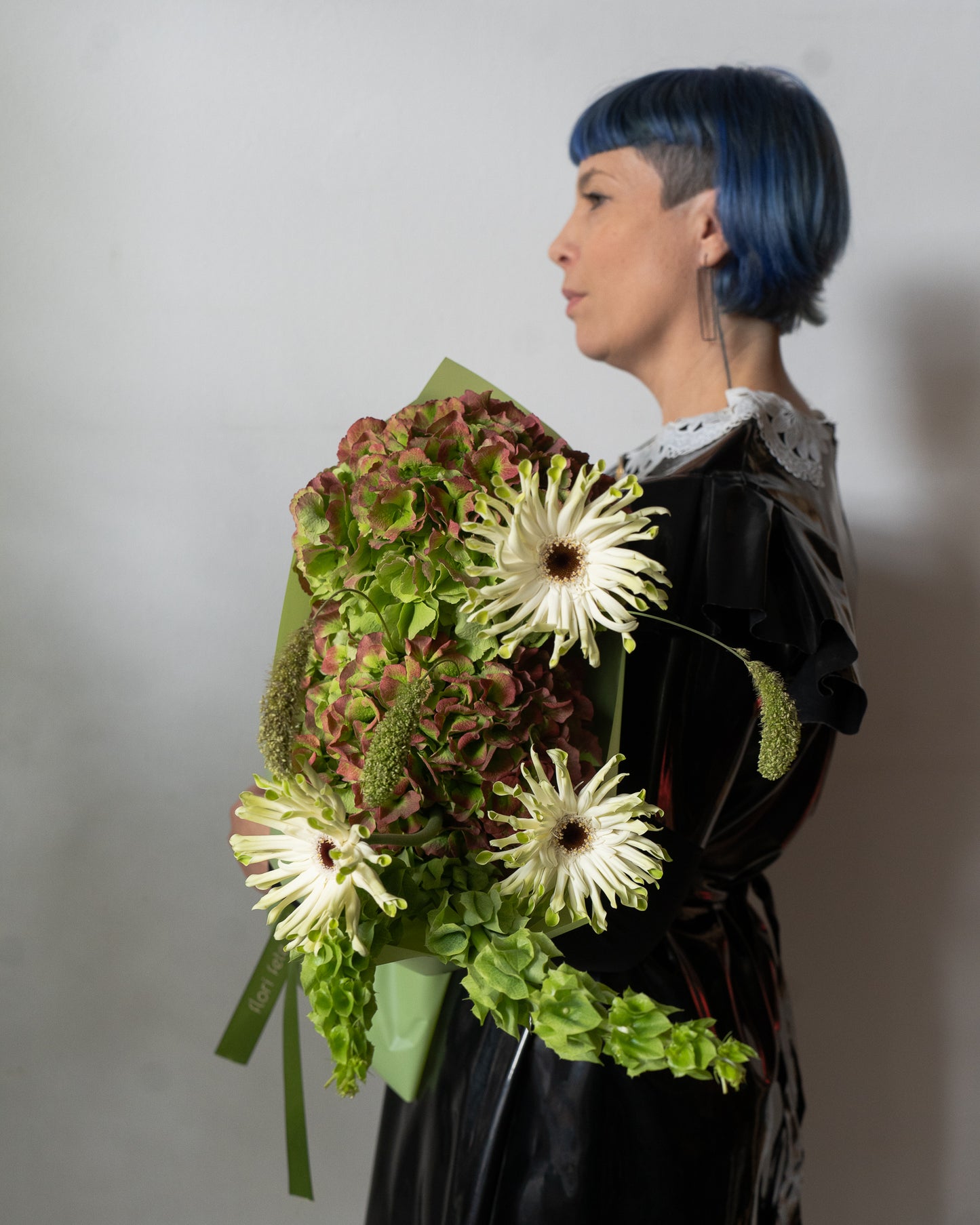 Buchet verde cu Hortensii și Germini