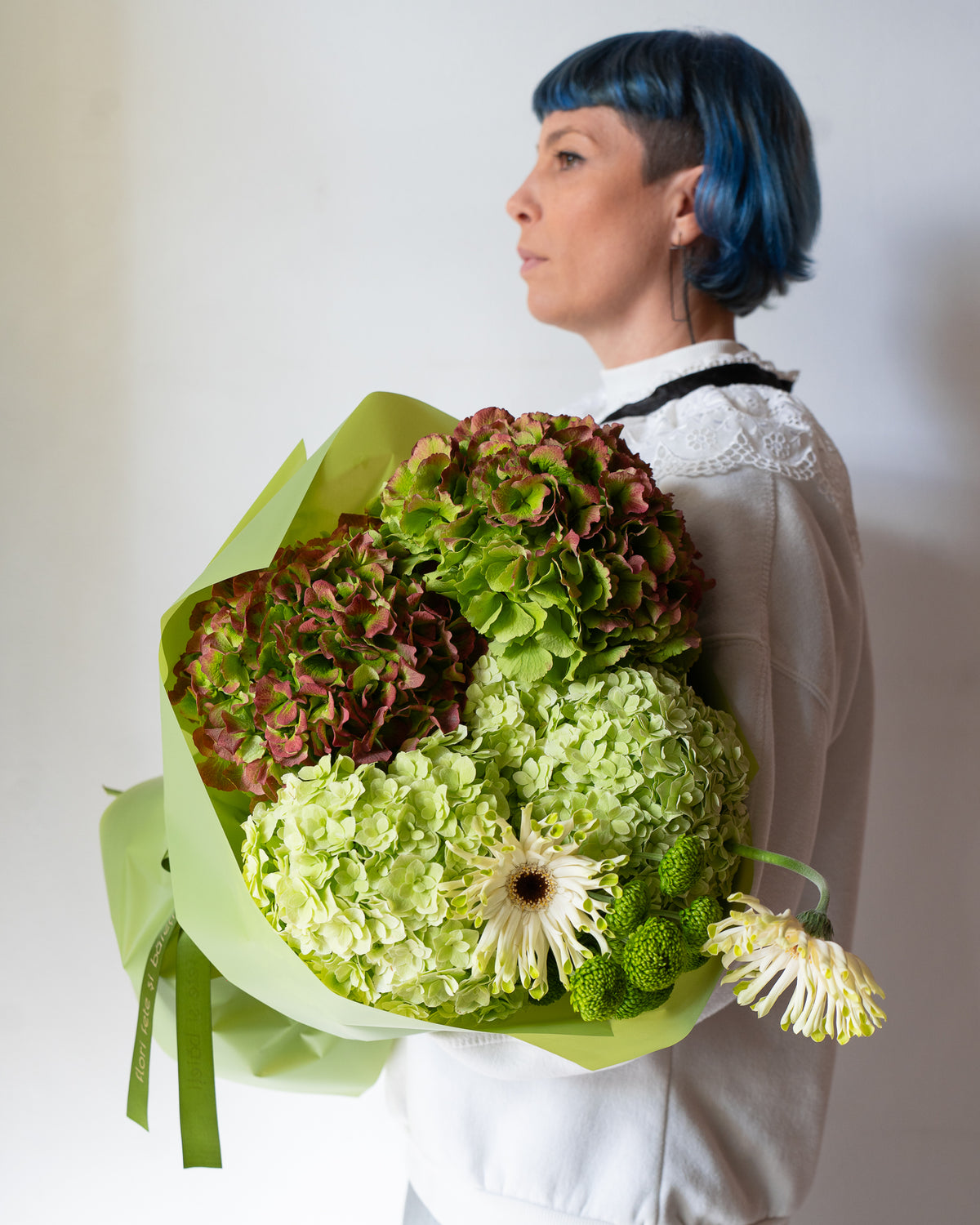 Buchet verde cu Hortensii