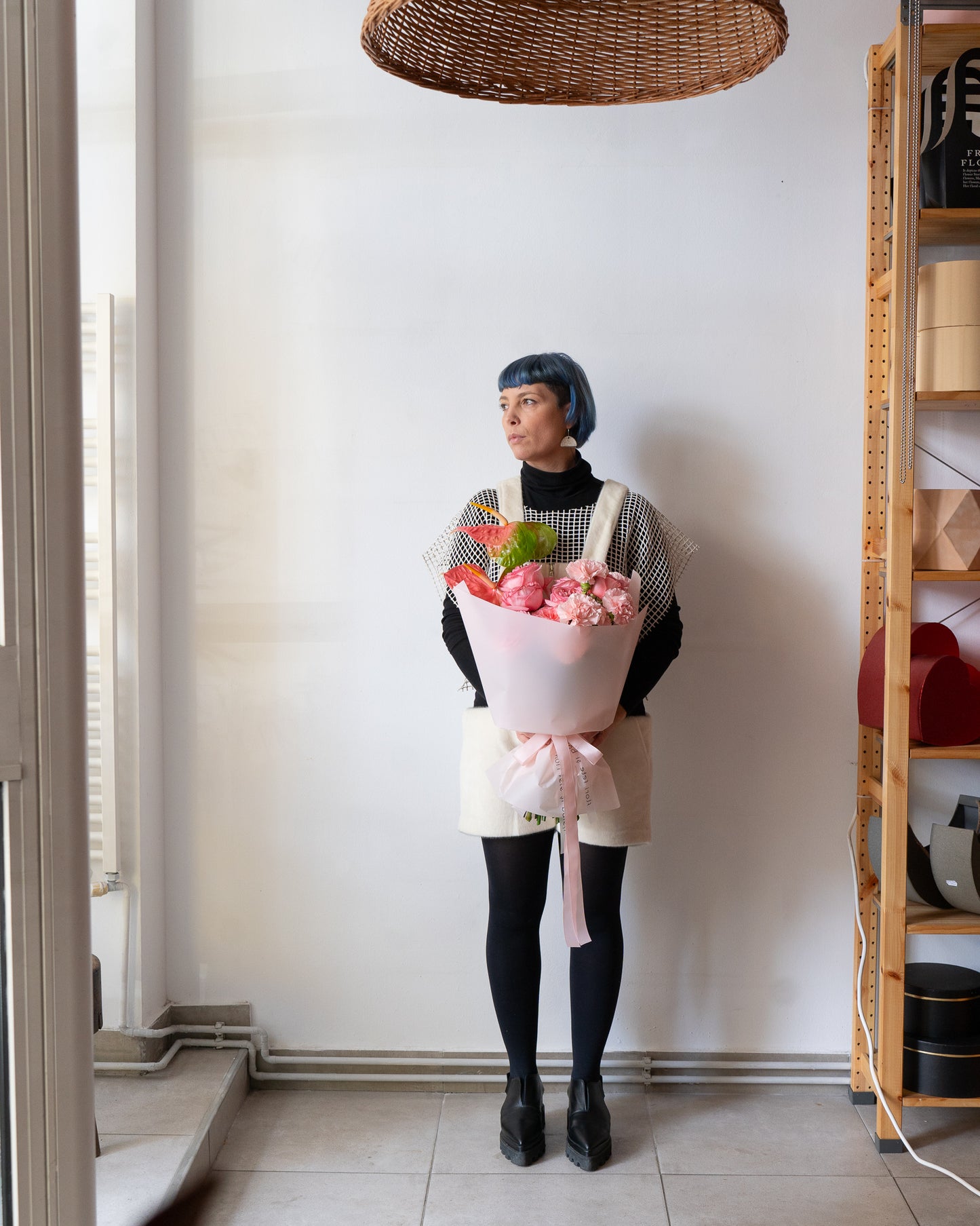 Buchet roz cu Anthurium și Trandafiri