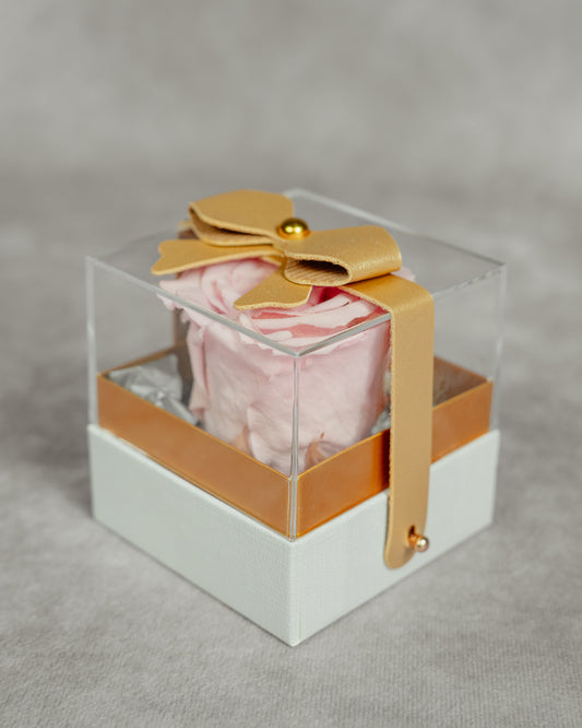 Trandafir criogenat roz în cutiuță